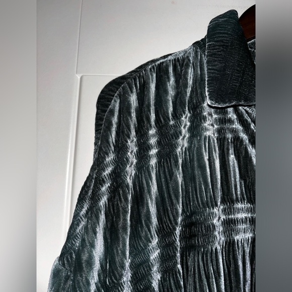 White Birch Women Velvet Burnout Black Label‎ Button Down Shirt XL Whimsigoth - Picture 4 of 9